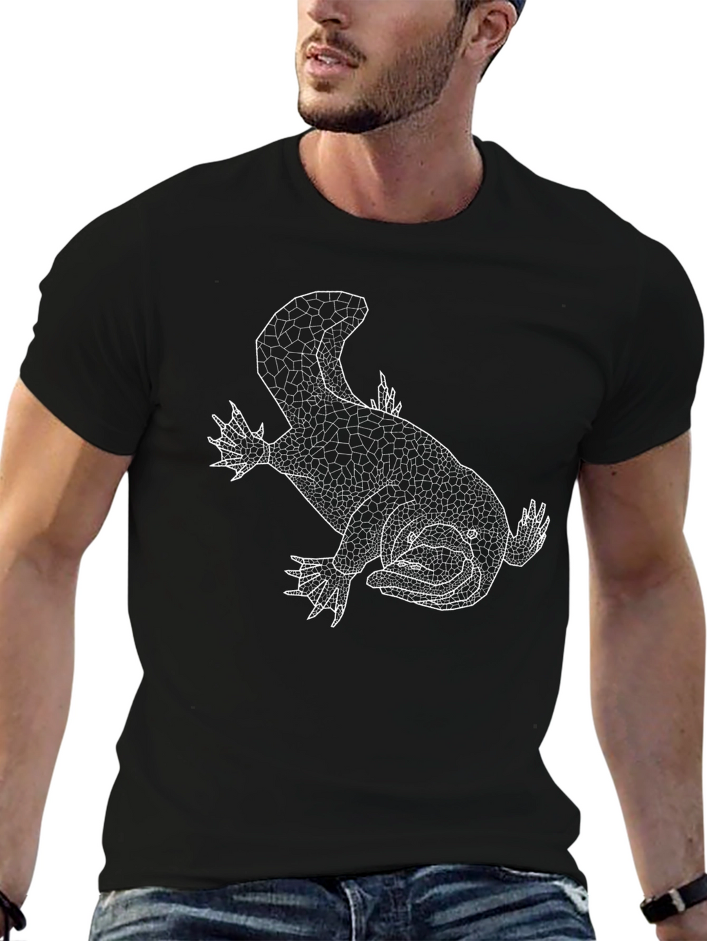 Geometric Platypus Graphic Tee - Black Cotton