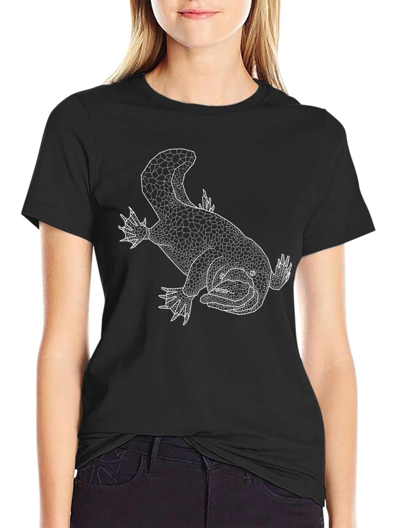 Geometric Platypus Graphic Tee - Black Cotton