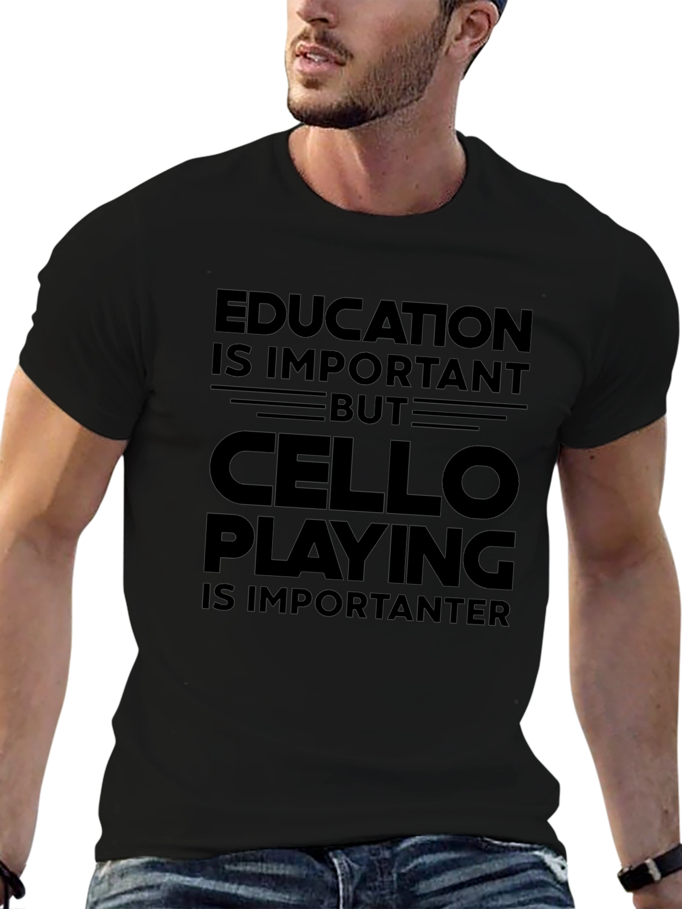 Cello Playing is Importanter Black T-Shirt