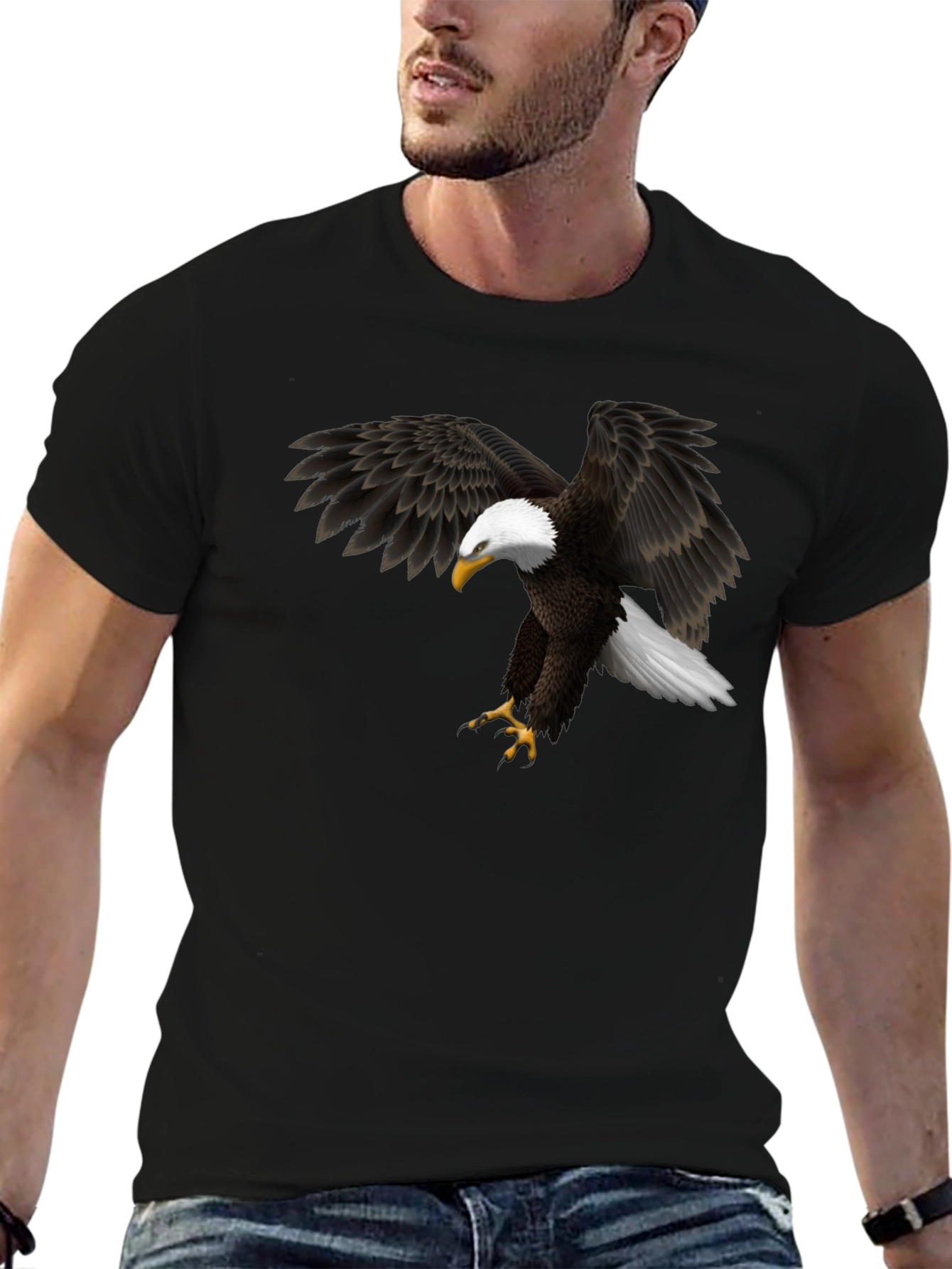 Bald Eagle Graphic Black T-Shirt - Mens Apparel