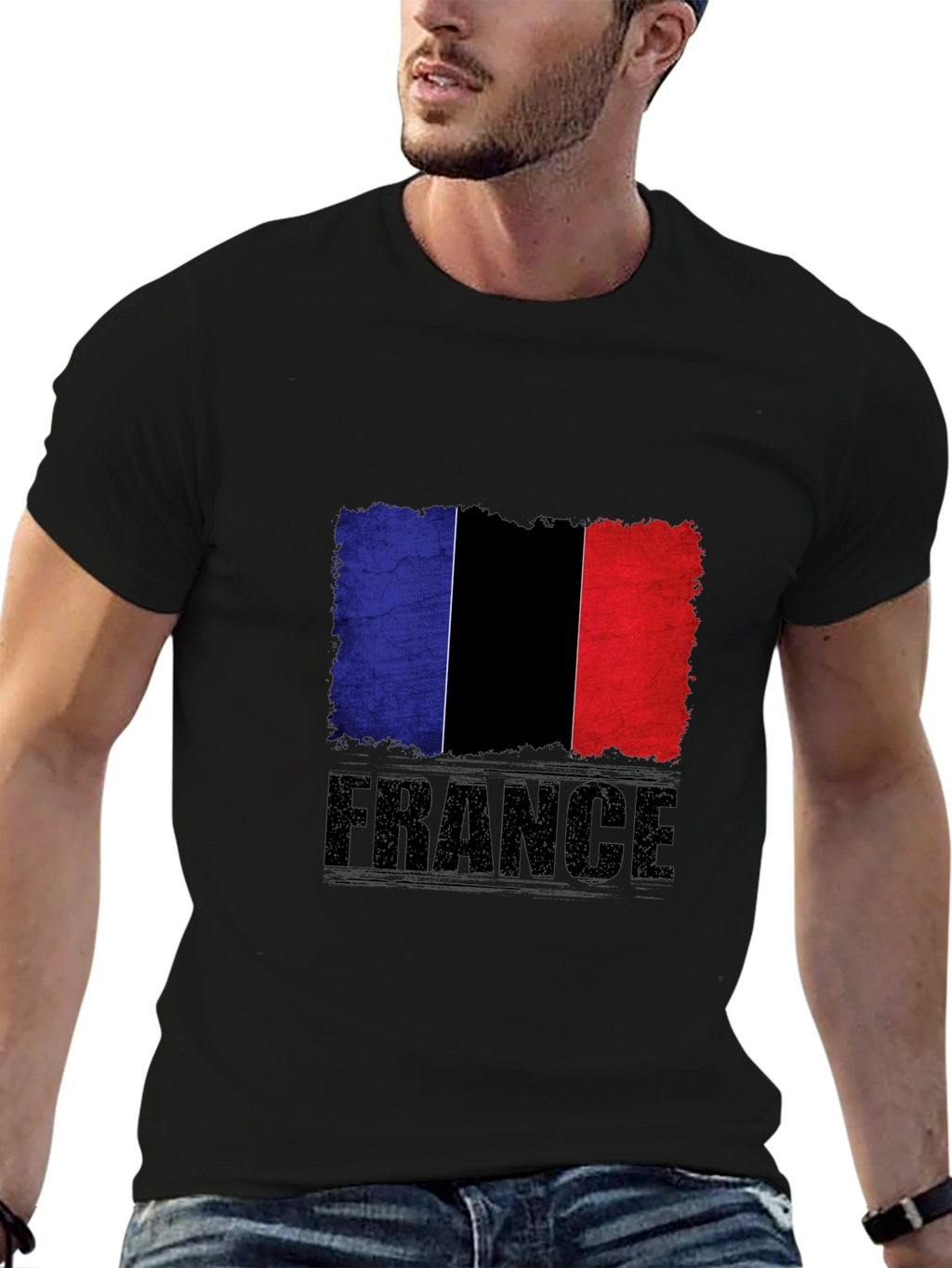 France Flag Graphic Tee - Black