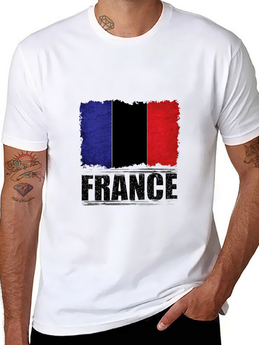 France Flag Graphic Tee - Black