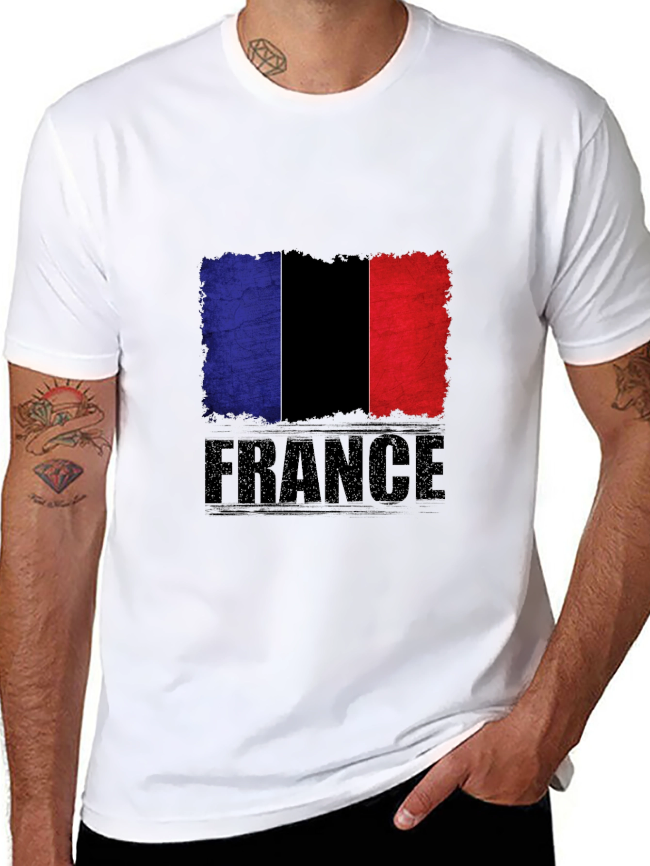 France Flag Graphic Tee - Black