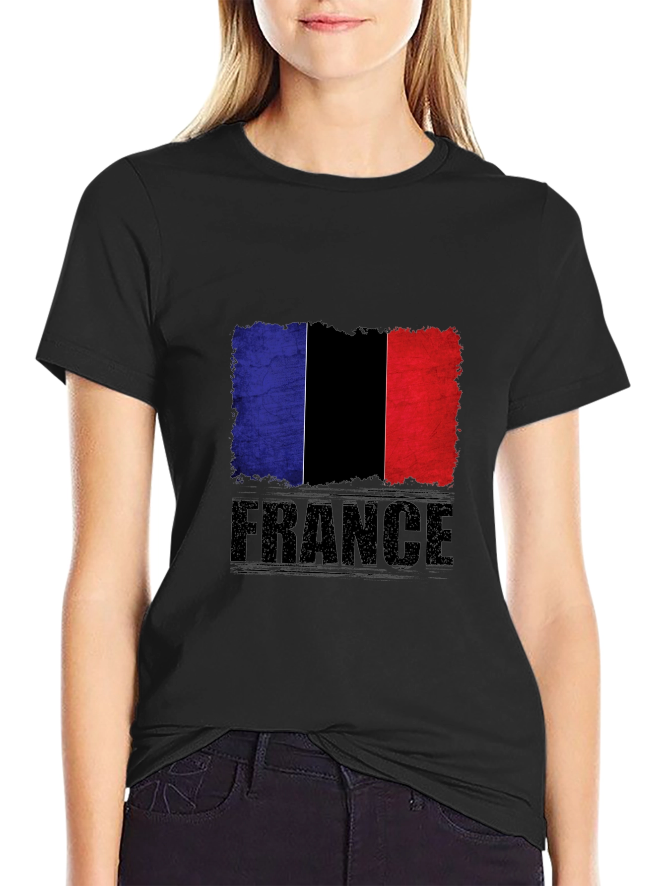 France Flag Graphic Tee - Black