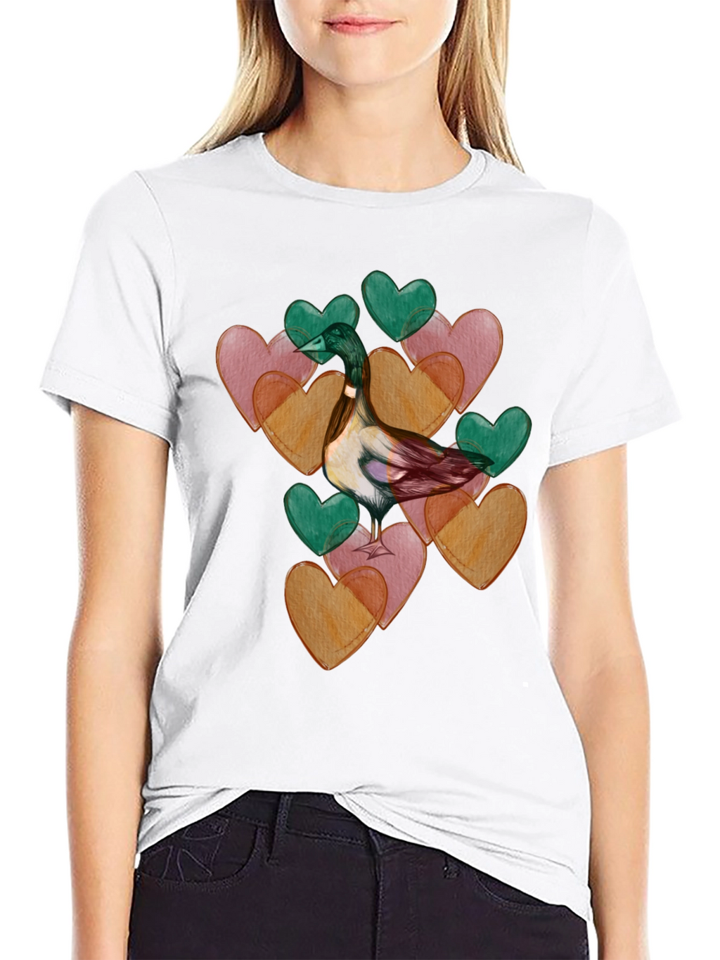 Duck Love Heart Valentines Day T-Shirt