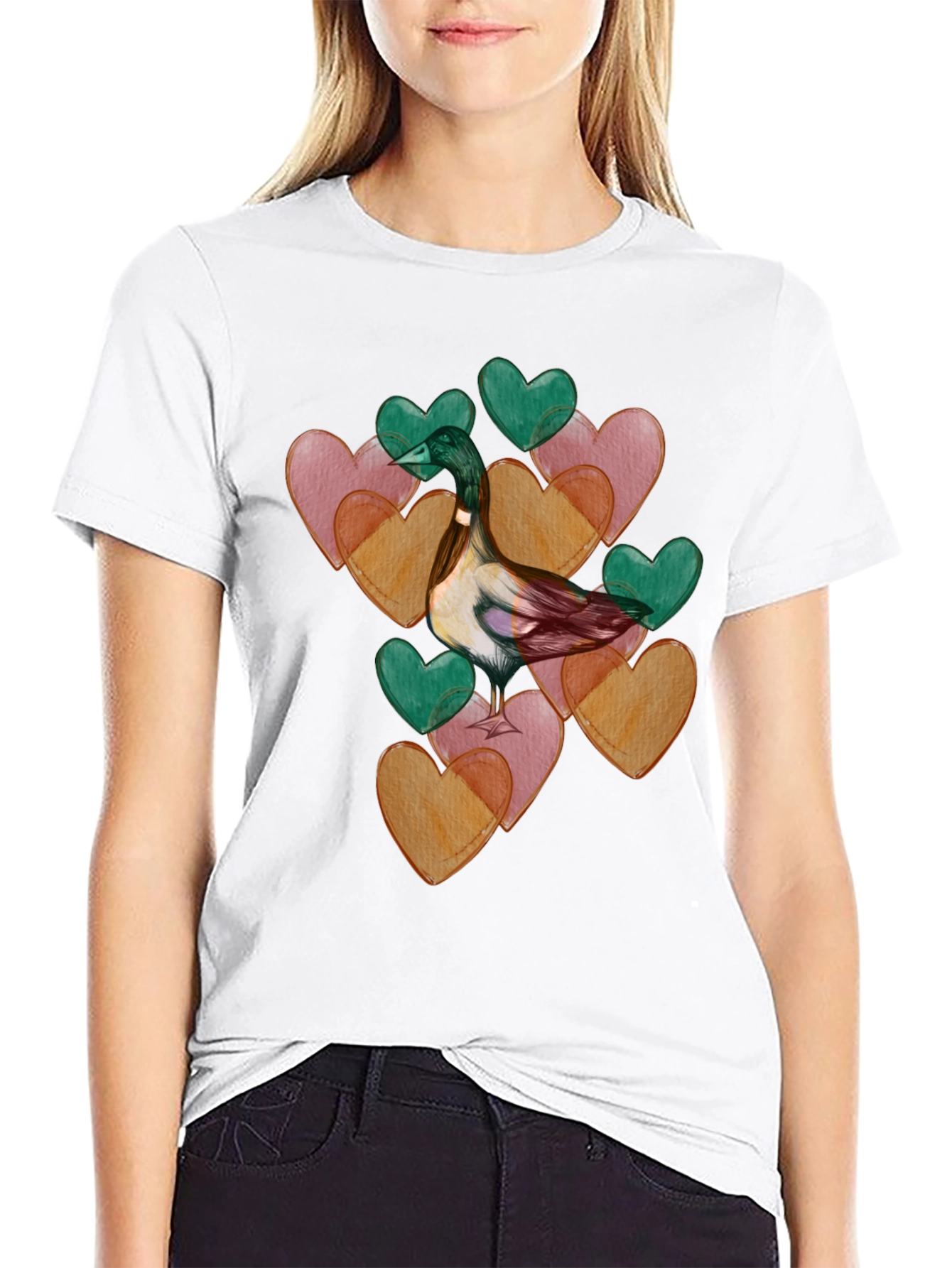 Duck Love Heart Valentines Day T-Shirt