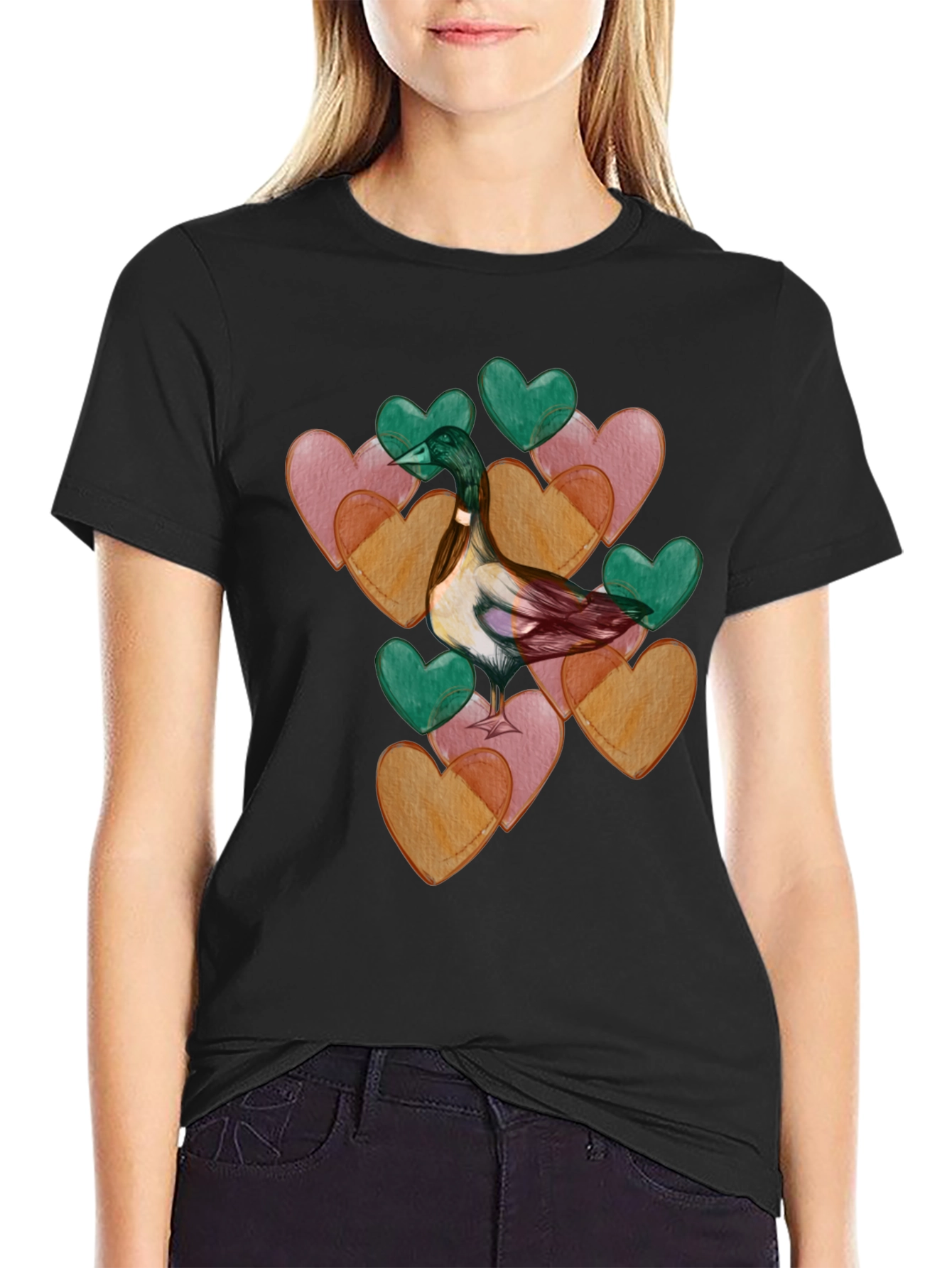 Duck Love Heart Valentines Day T-Shirt