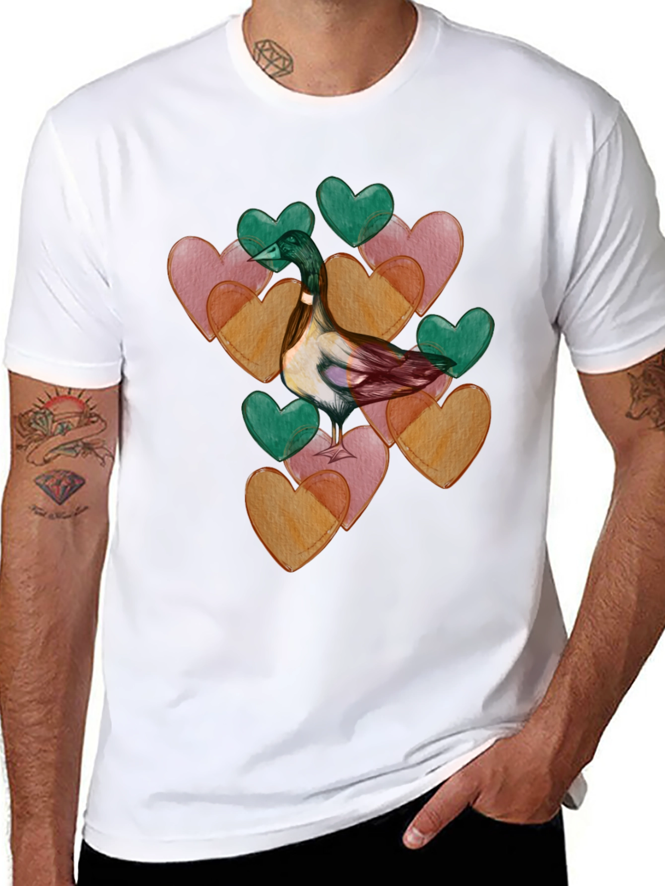Duck Love Heart Valentines Day T-Shirt