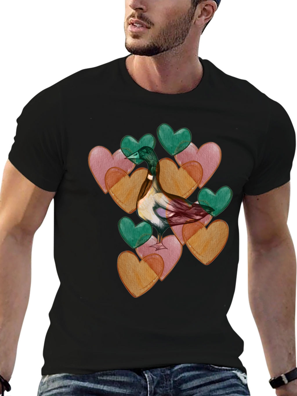 Duck Love Heart Valentines Day T-Shirt