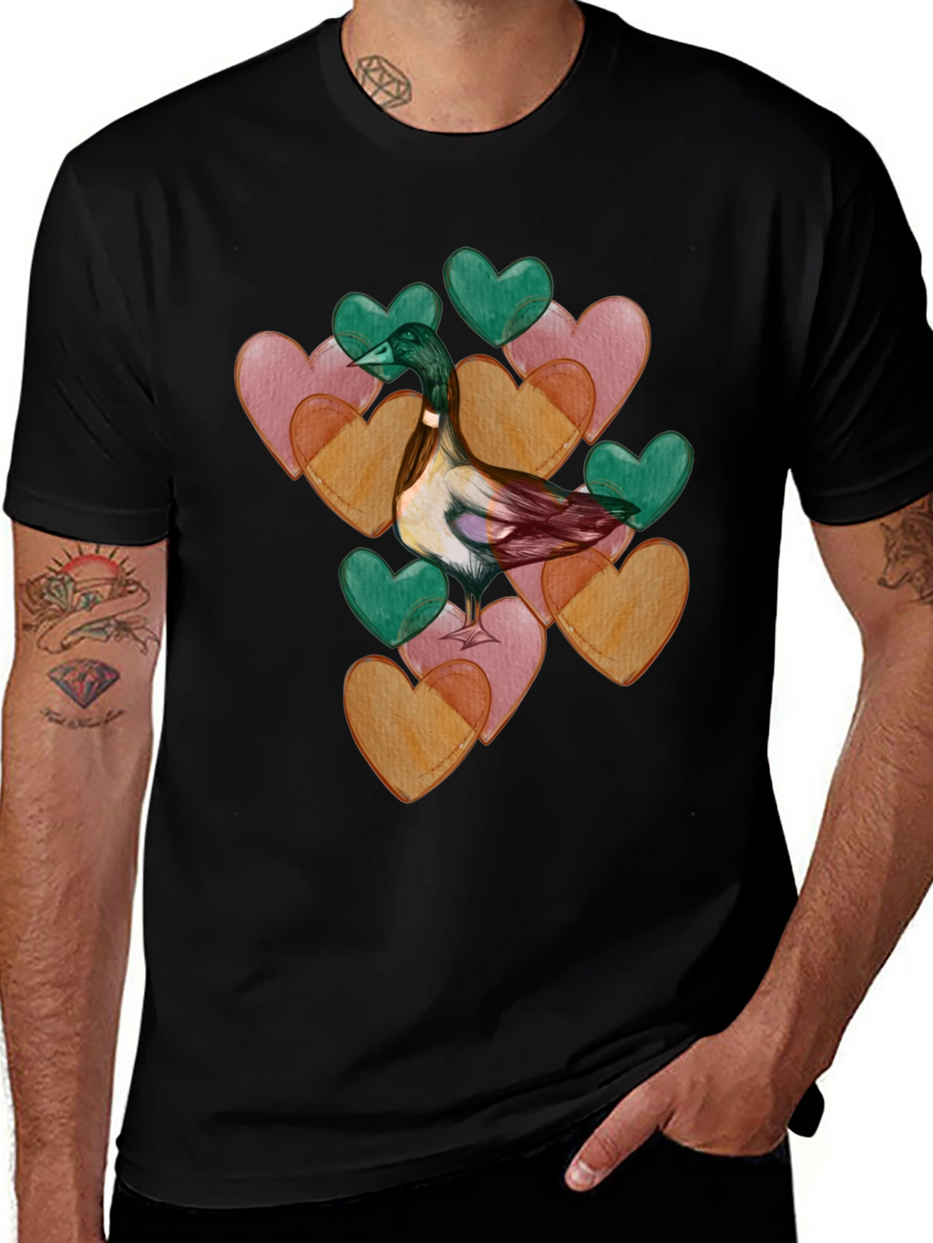 Duck Love Heart Valentines Day T-Shirt