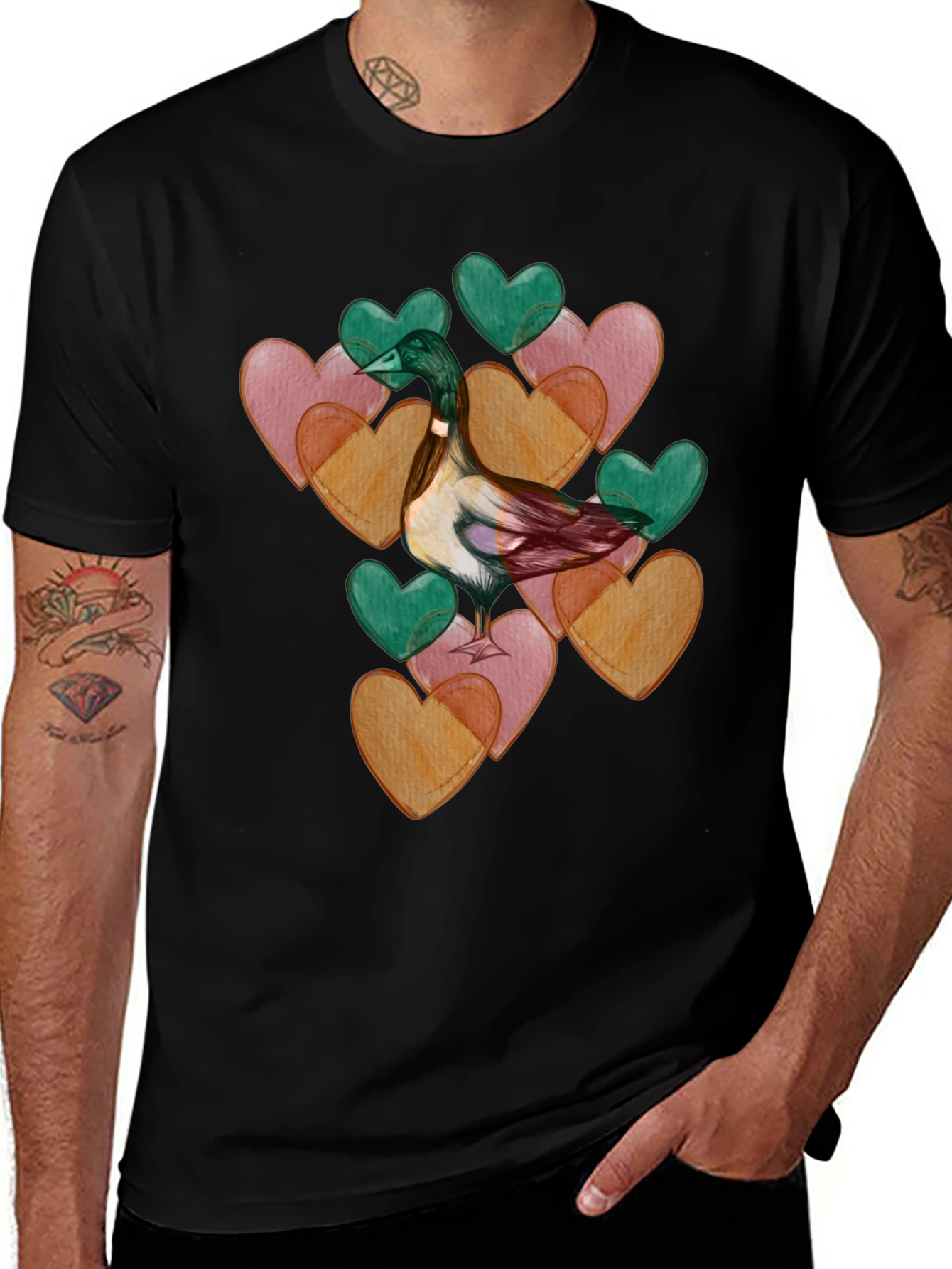 Duck Love Heart Valentines Day T-Shirt