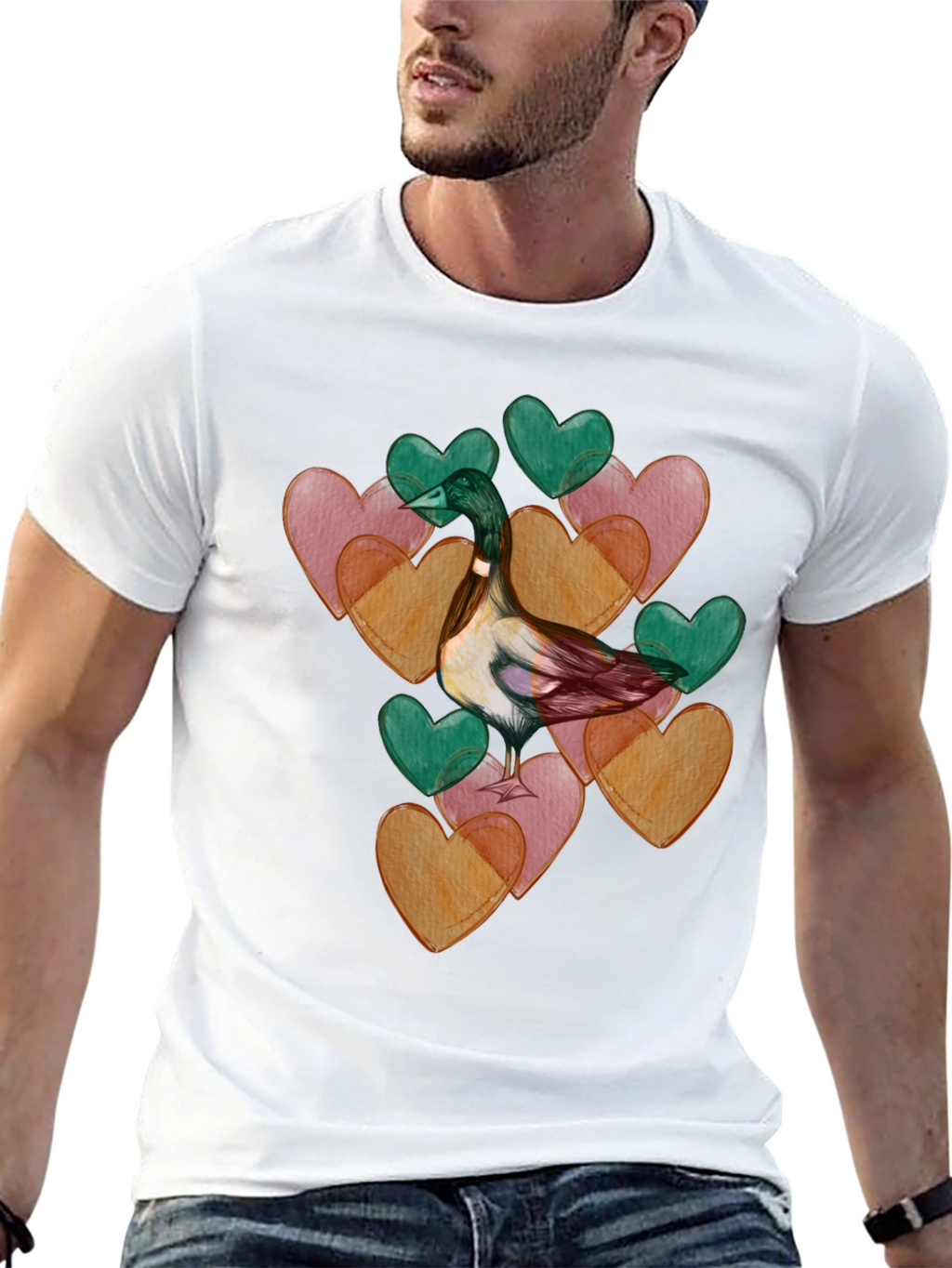 Duck Love Heart Valentines Day T-Shirt