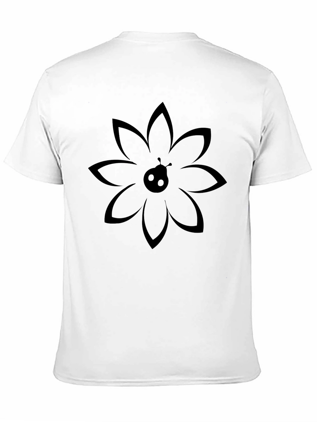 Ladybug Floral Graphic Print Black T-Shirt