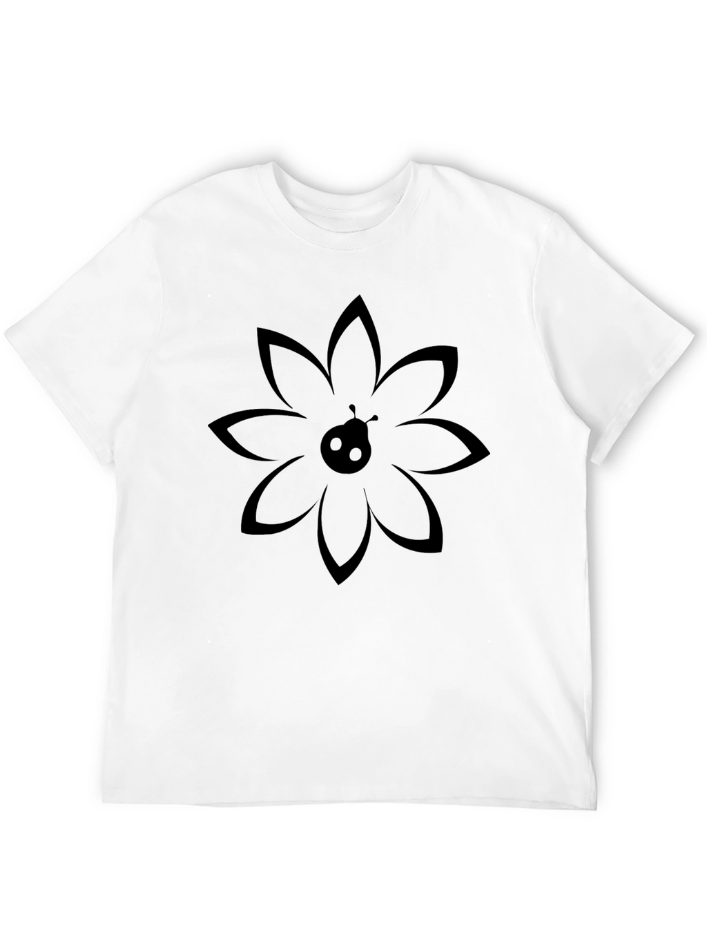 Ladybug Floral Graphic Print Black T-Shirt