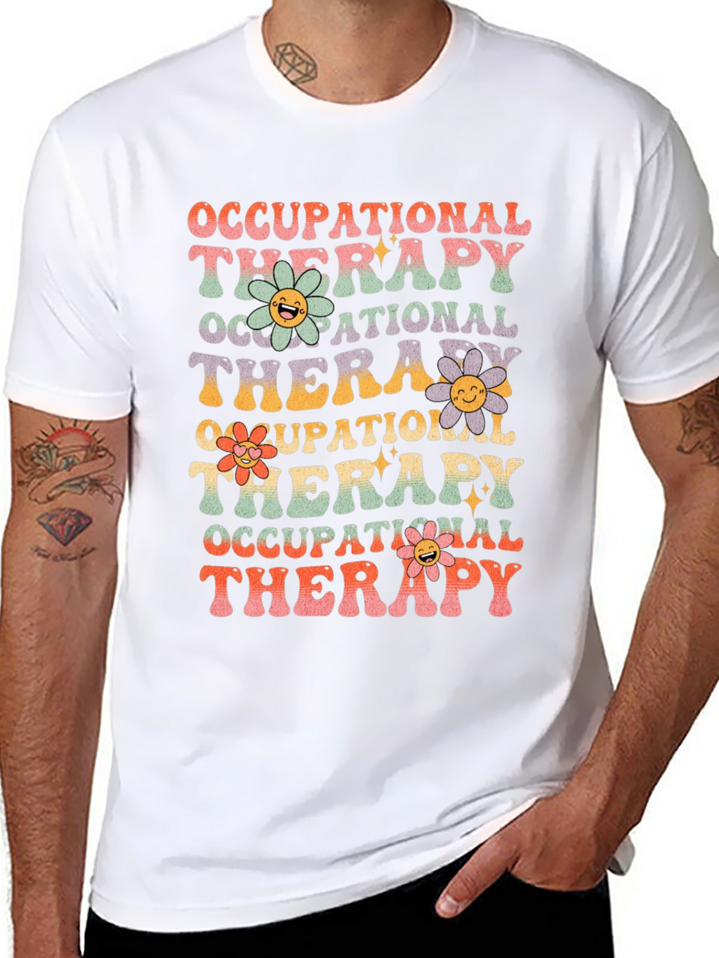 Occupational Therapy T-Shirt with Retro Floral Design