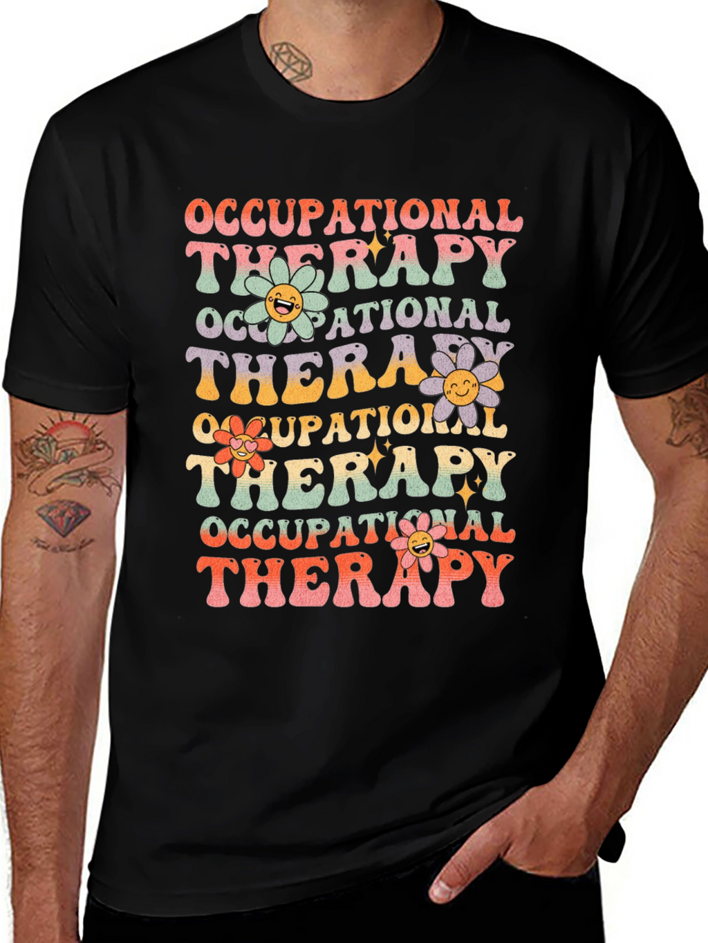 Occupational Therapy T-Shirt with Retro Floral Design