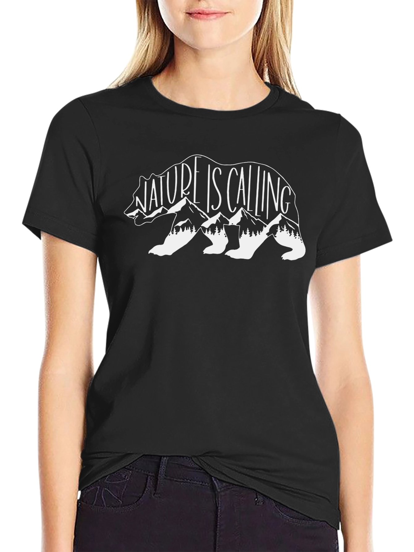 Nature Is Calling Bear Graphic T-Shirt