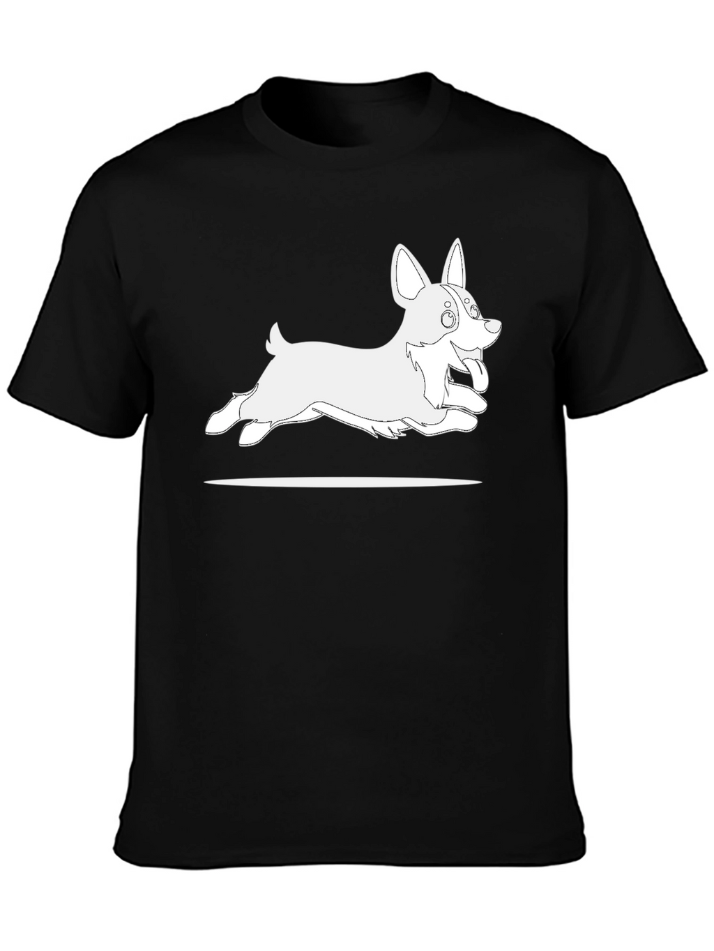 Black T-Shirt with Cartoon Dog Graphic