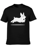 Black T-Shirt with Cartoon Dog Graphic
