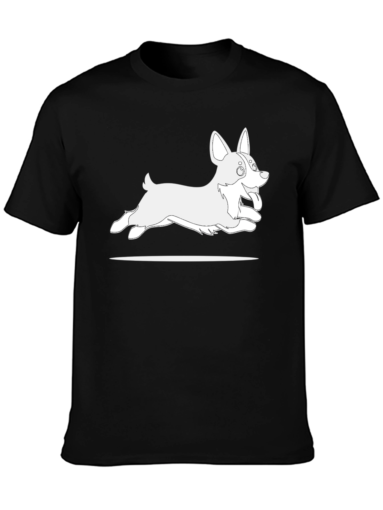 Black T-Shirt with Cartoon Dog Graphic