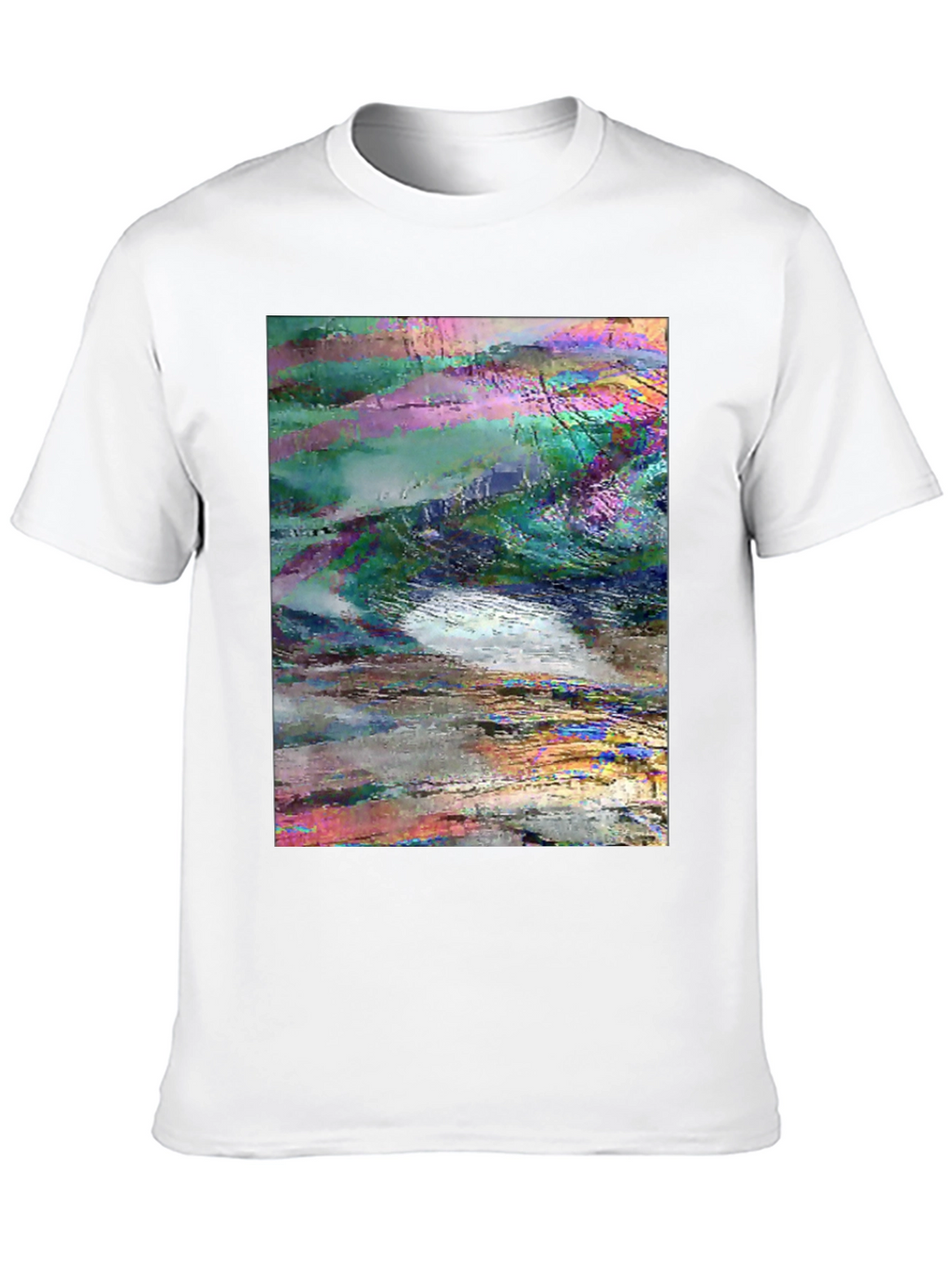 Abstract Glitch Art Graphic Tee - Black