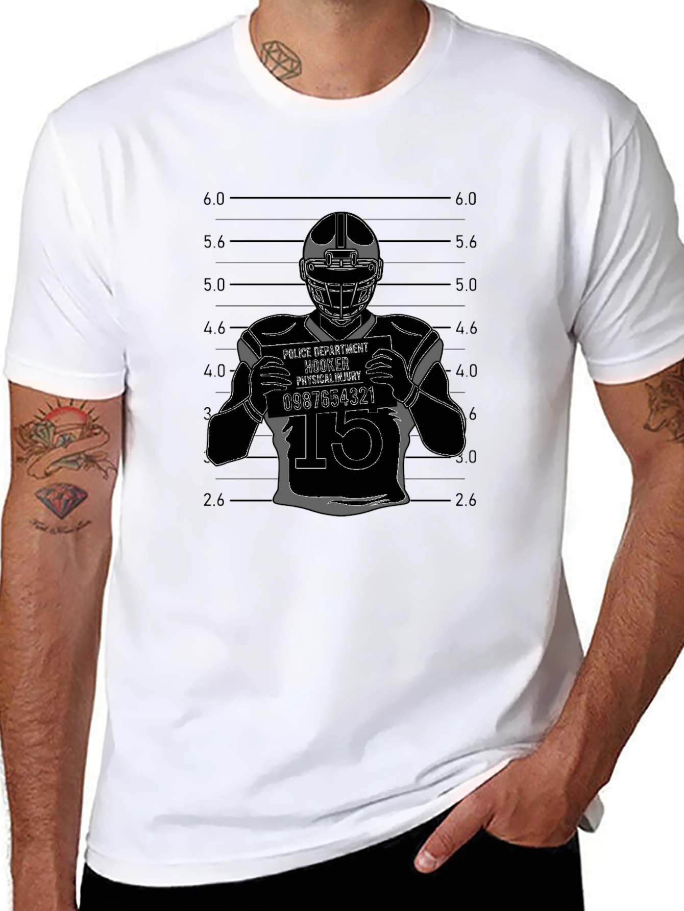 Football Mugshot T-Shirt - Hooker Physical Injury