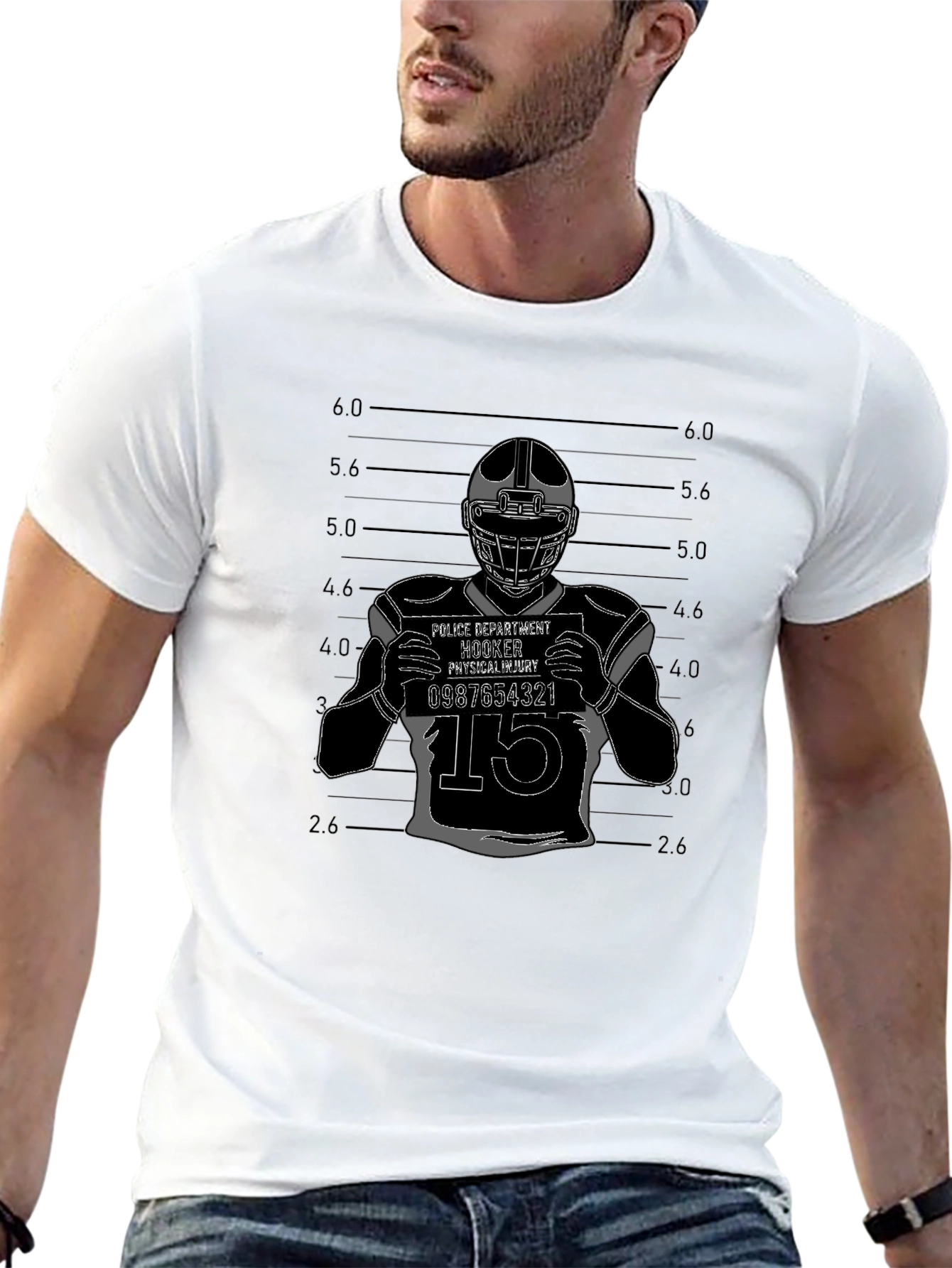 Football Mugshot T-Shirt - Hooker Physical Injury