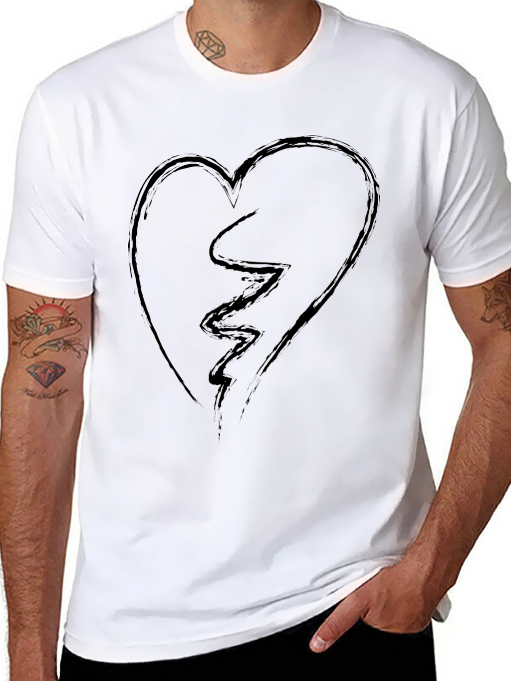 Broken Heart Graphic Tee - Mens Black T-Shirt