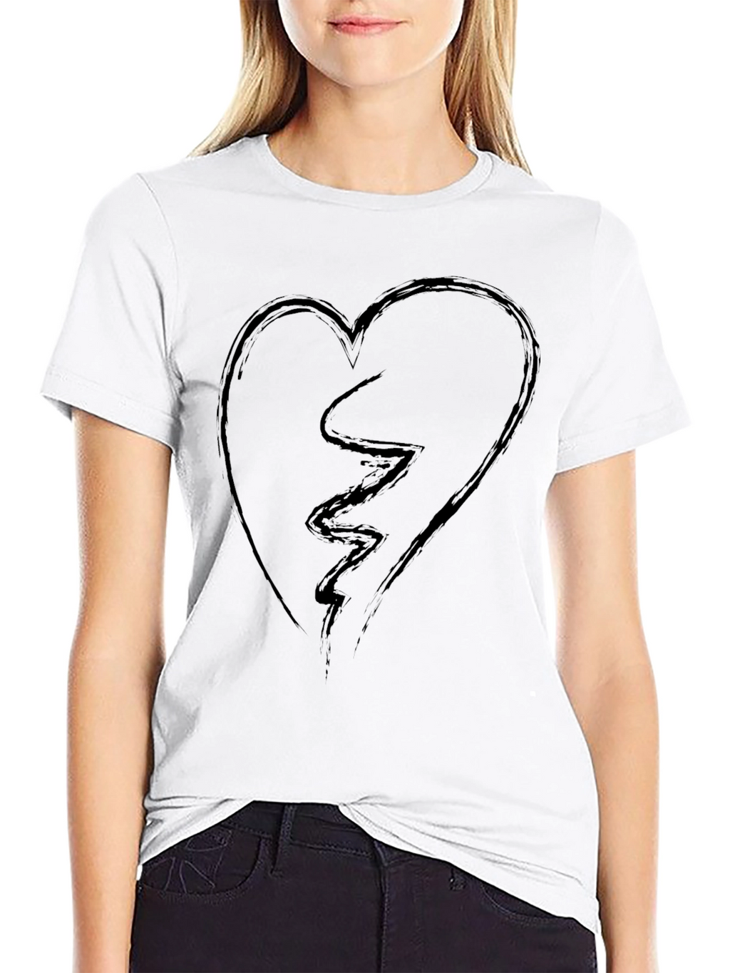 Broken Heart Graphic Tee - Mens Black T-Shirt