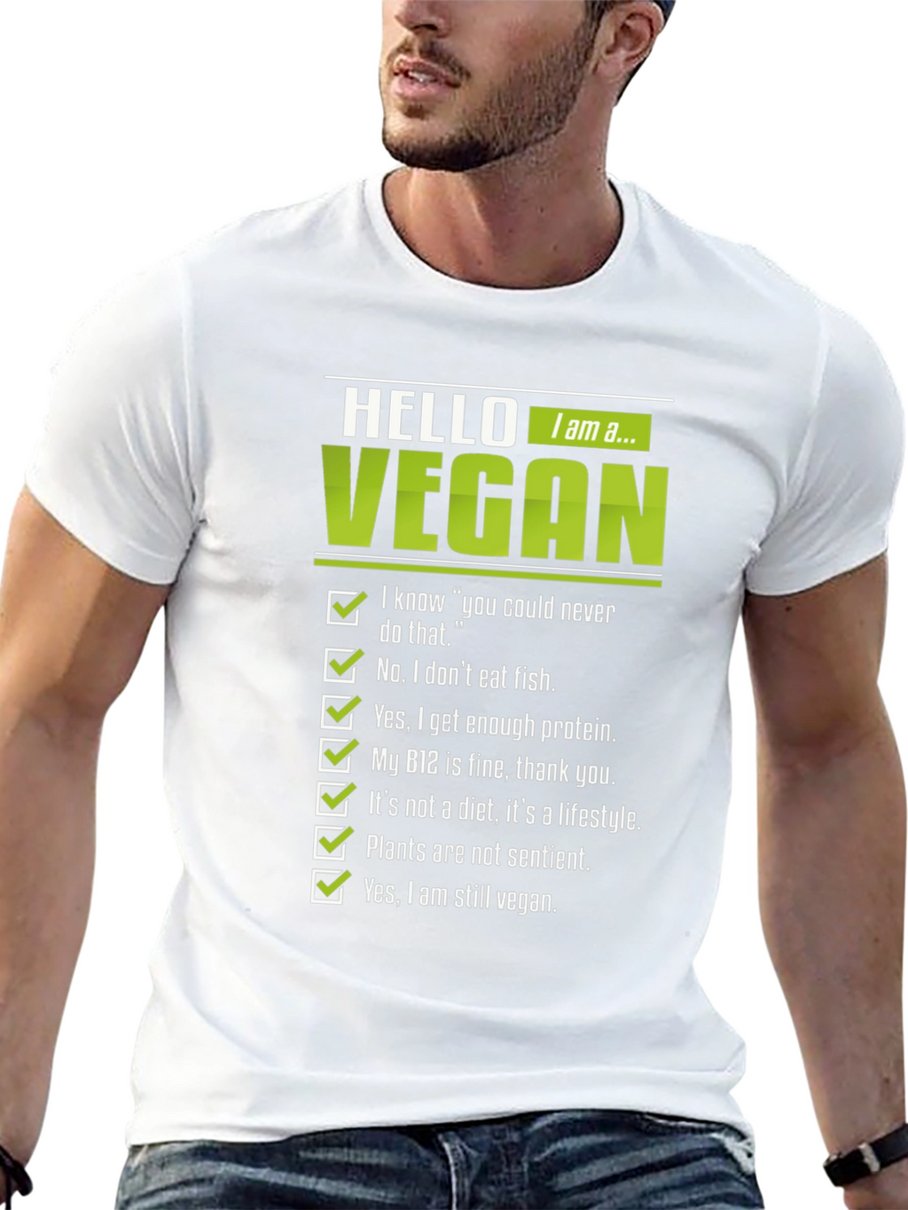 Vegan Statement Graphic Tee - Mens Black T-Shirt