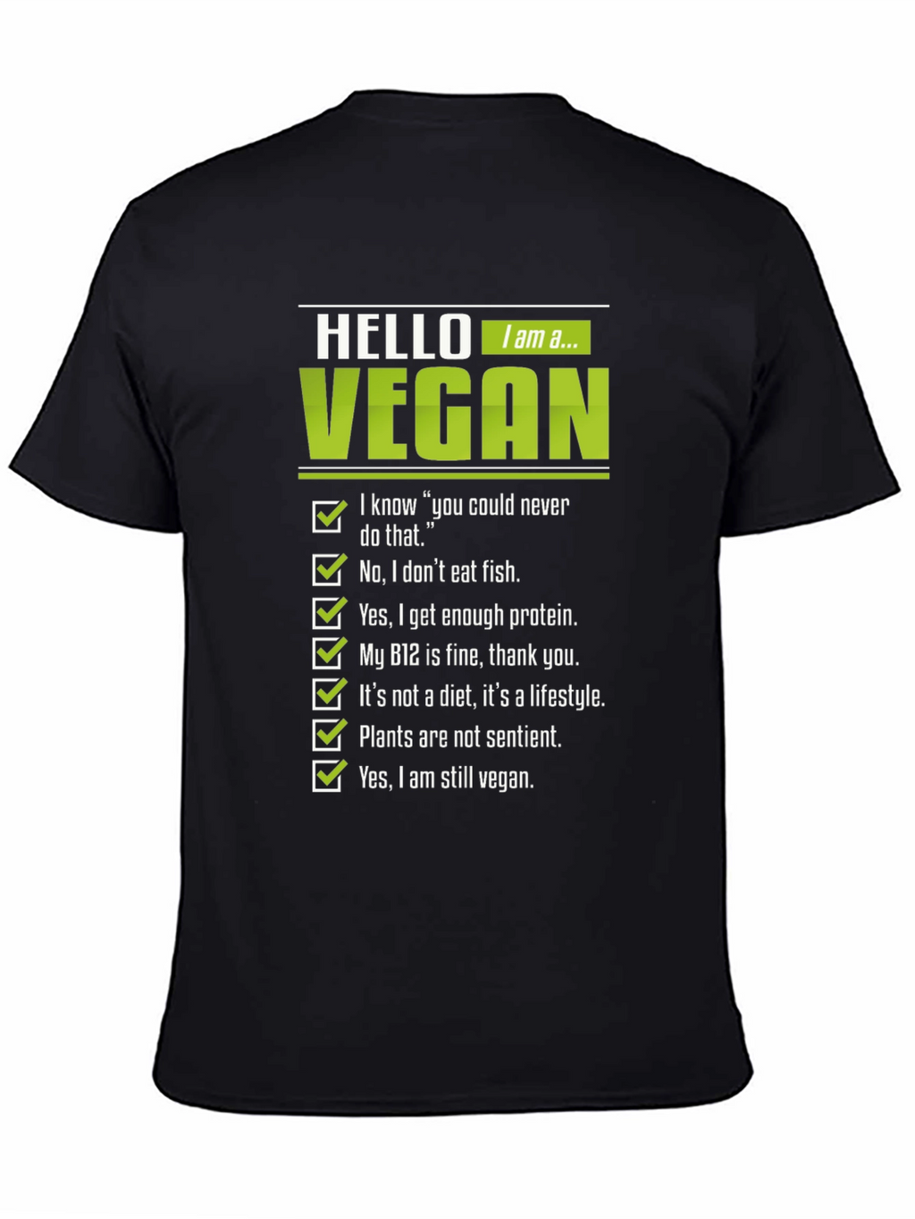 Vegan Statement Graphic Tee - Mens Black T-Shirt