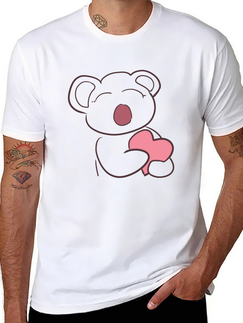 Cute Koala Heart Graphic T-Shirt - Soft Cotton Tee