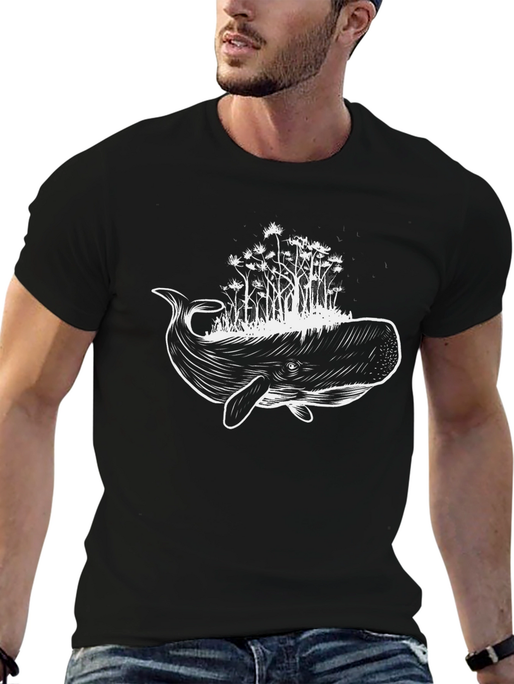 Whale & Forest Graphic Tee - Unique Design