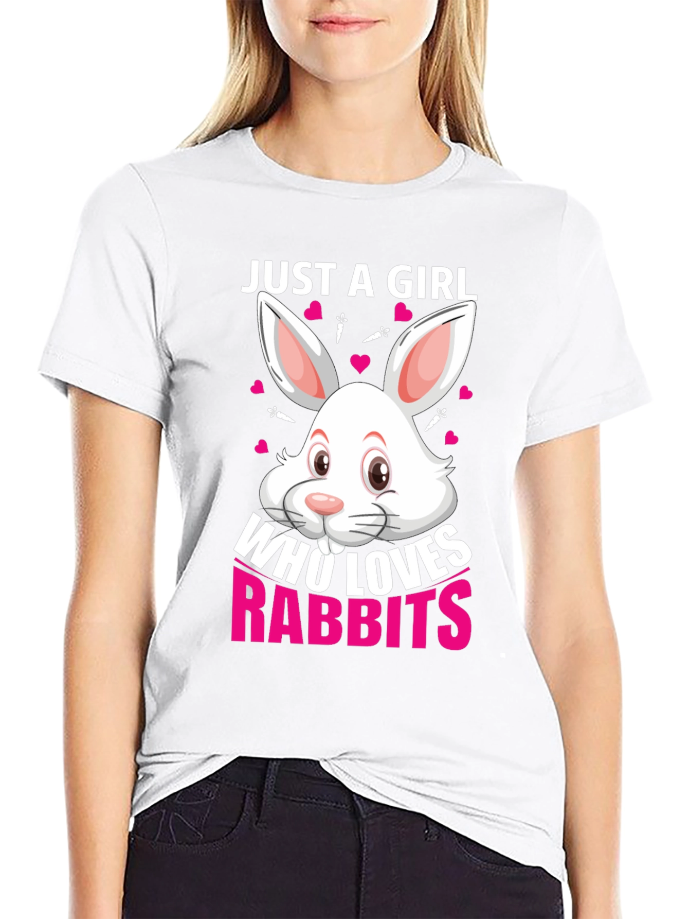 Just a Girl Who Loves Rabbits T-Shirt - Black