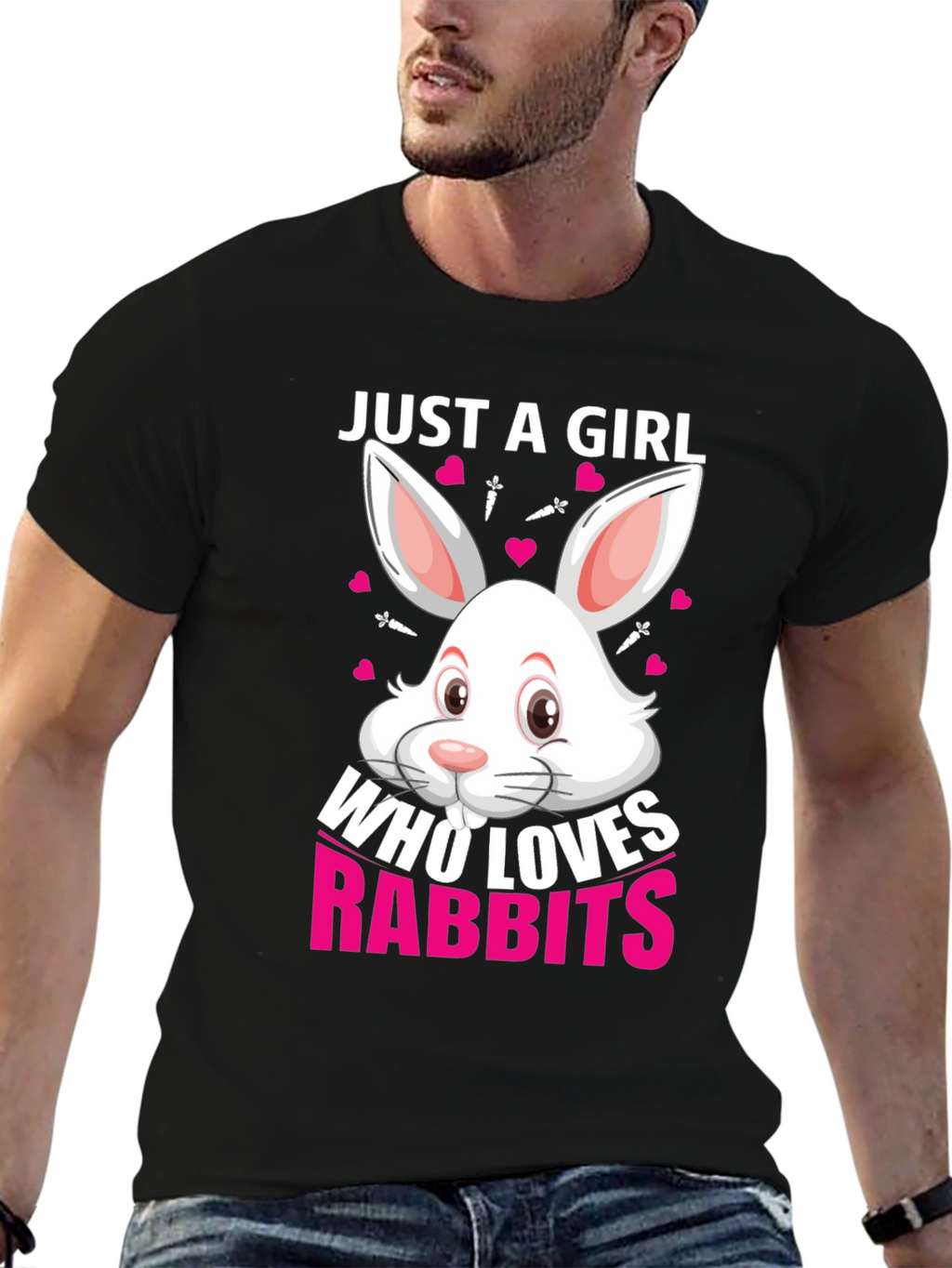 Just a Girl Who Loves Rabbits T-Shirt - Black