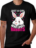 Just a Girl Who Loves Rabbits T-Shirt - Black