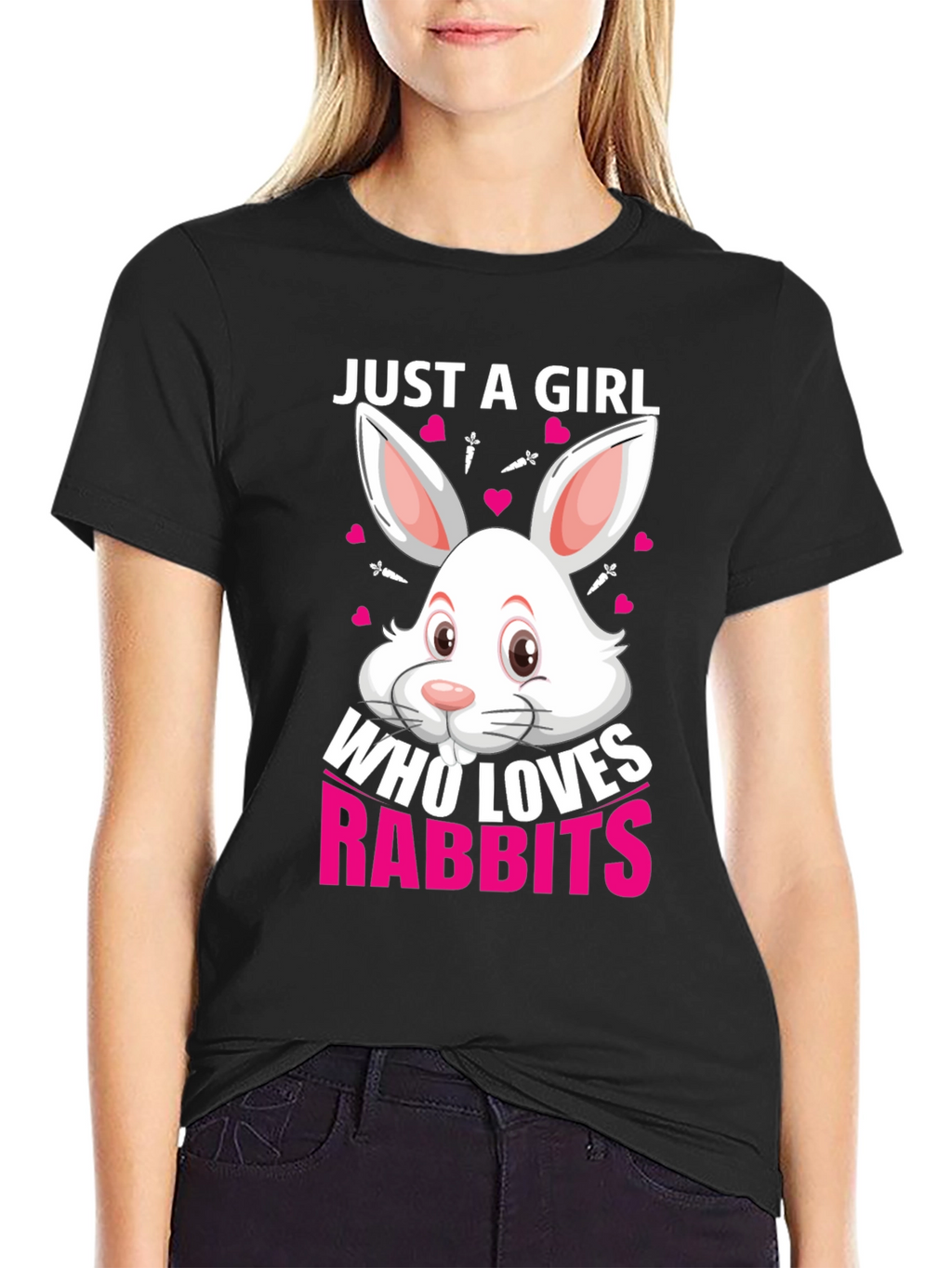 Just a Girl Who Loves Rabbits T-Shirt - Black