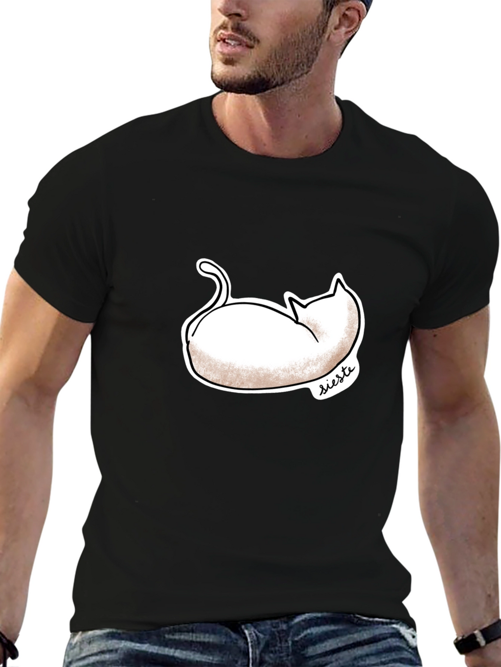 Siesta Cat Graphic Tee - Stylish Comfort