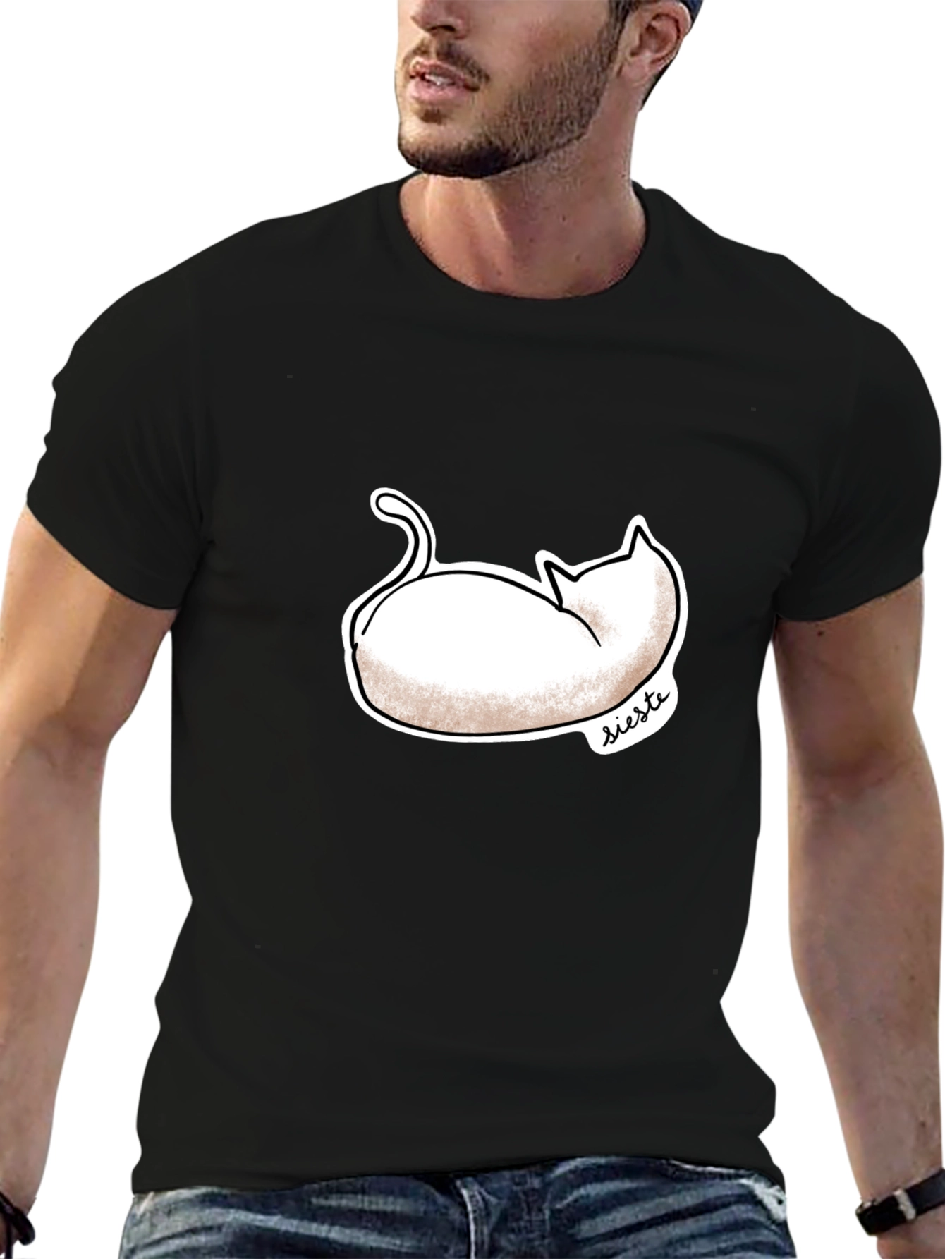 Siesta Cat Graphic Tee - Stylish Comfort