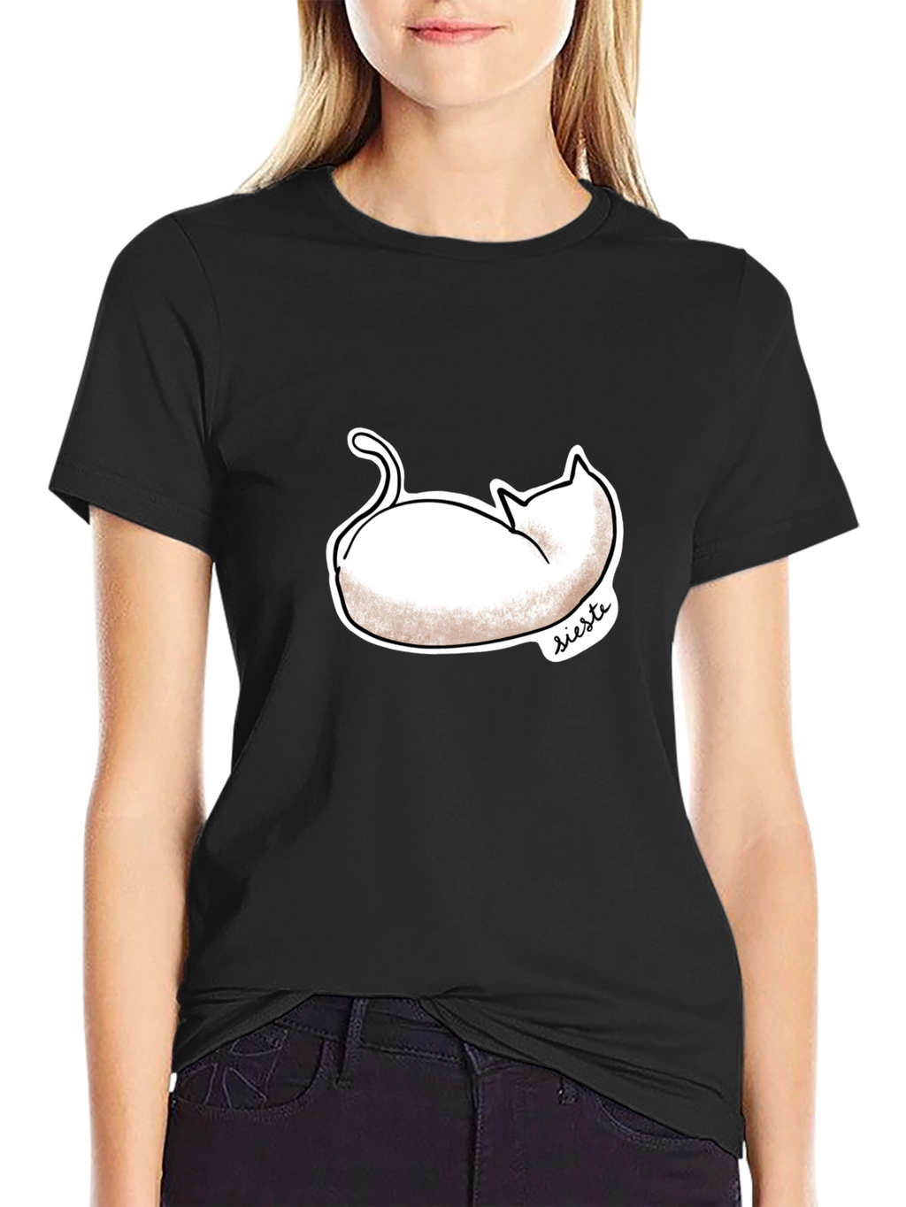 Siesta Cat Graphic Tee - Stylish Comfort