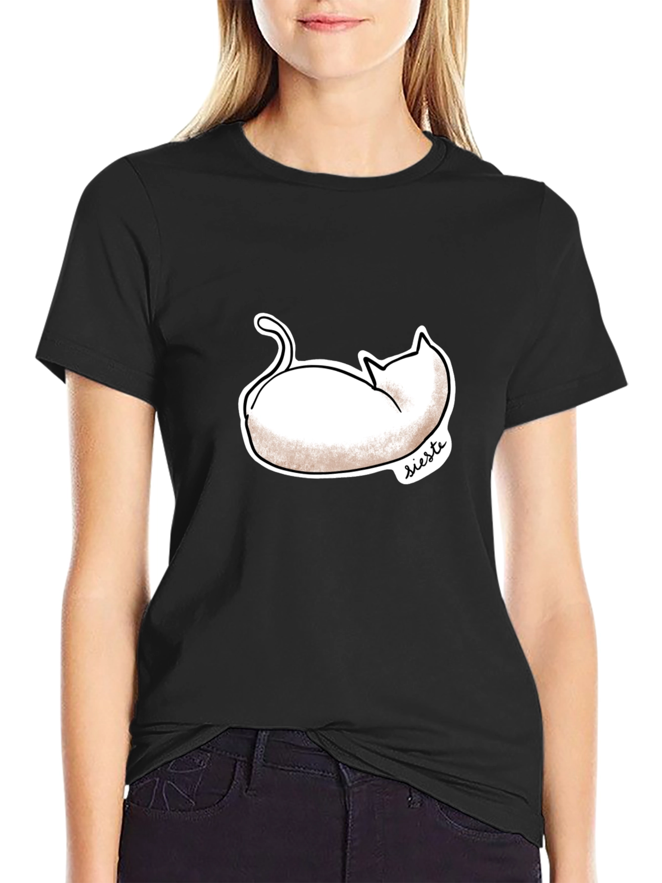 Siesta Cat Graphic Tee - Stylish Comfort