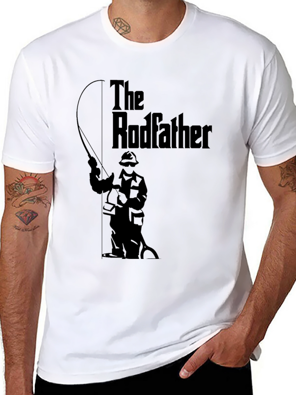 The Rodfather Graphic T-Shirt - Black Fishing Humor