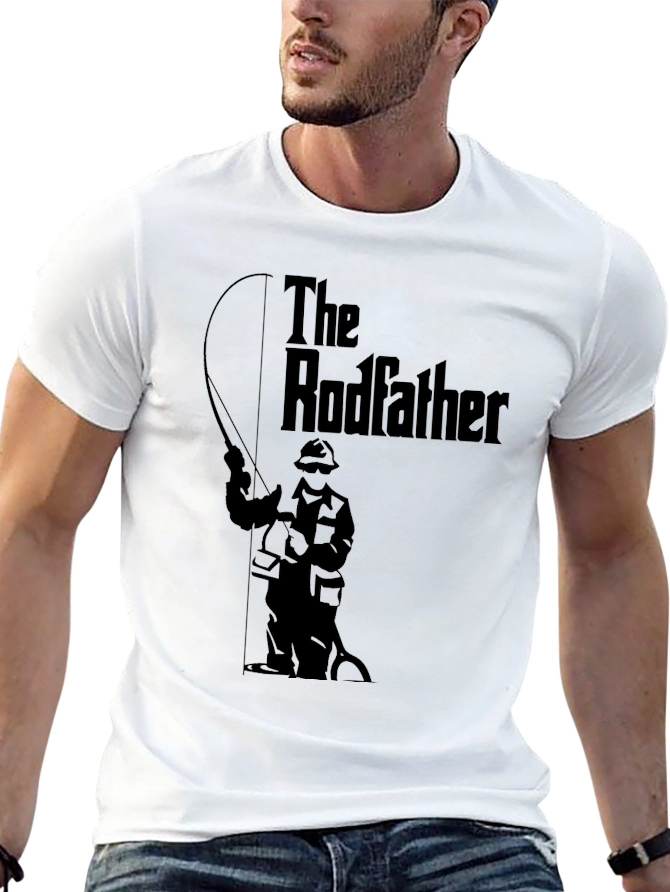 The Rodfather Graphic T-Shirt - Black Fishing Humor