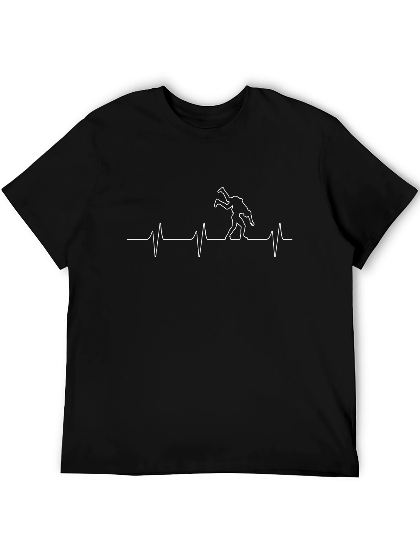 Wrestling Heartbeat T-Shirt - Black Graphic Tee