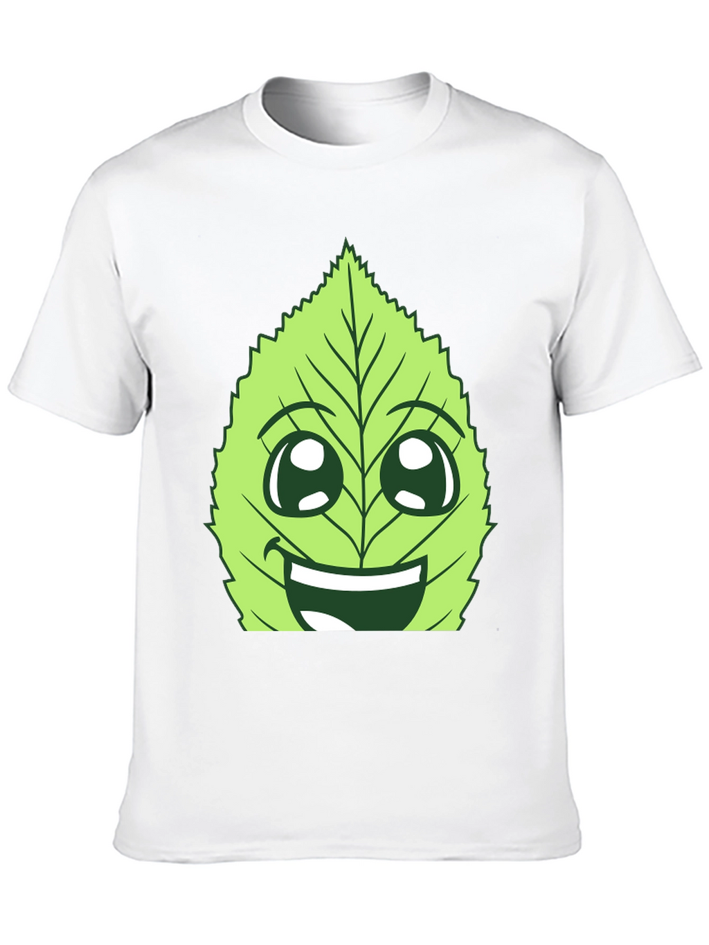 Funny Leaf Face Graphic T-Shirt - Black Cotton Tee