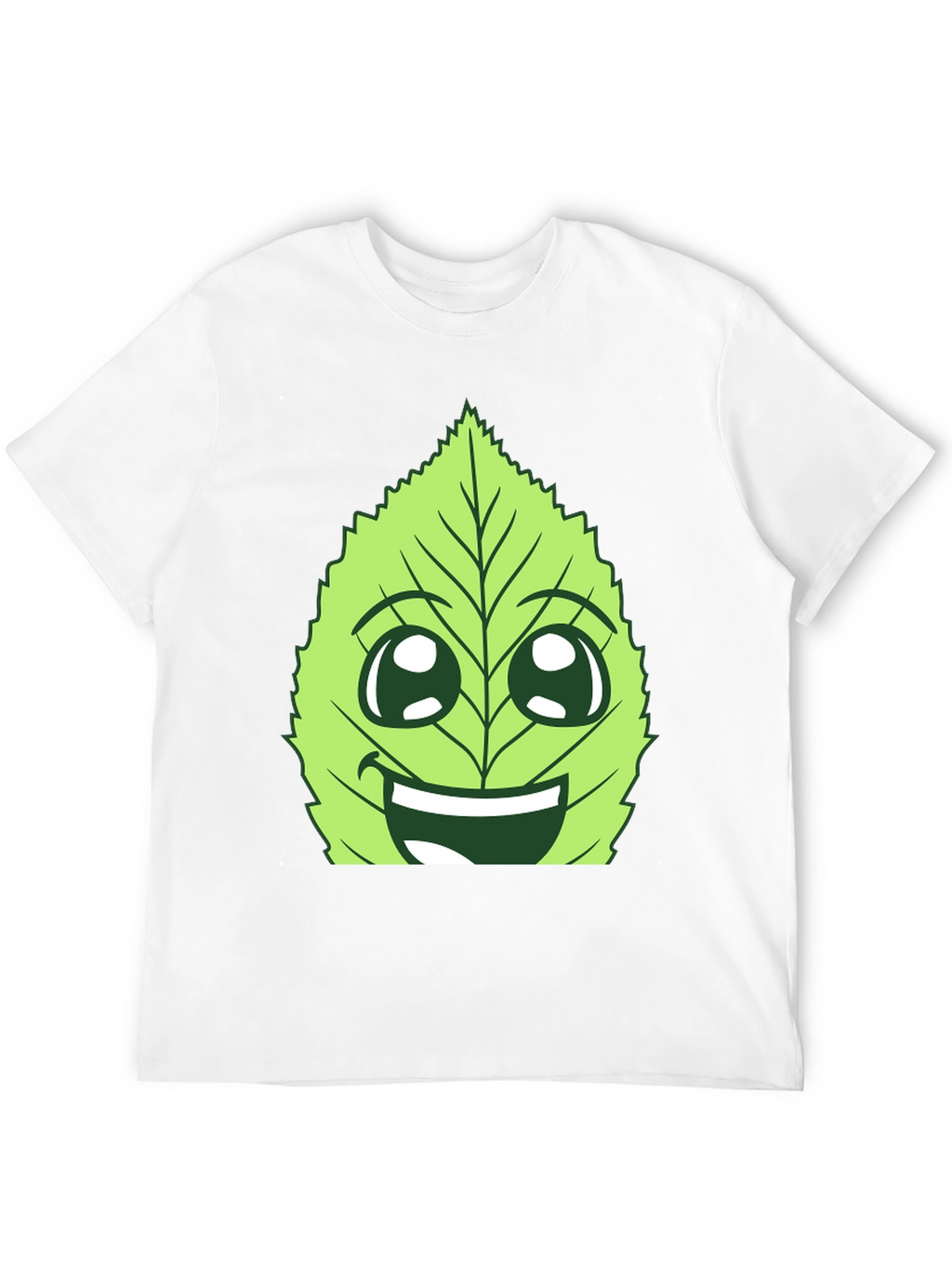 Funny Leaf Face Graphic T-Shirt - Black Cotton Tee