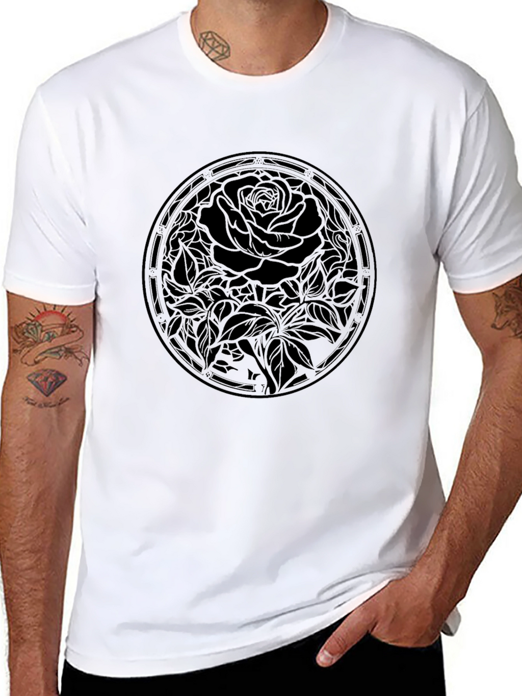 Mens Black Rose Graphic Tee