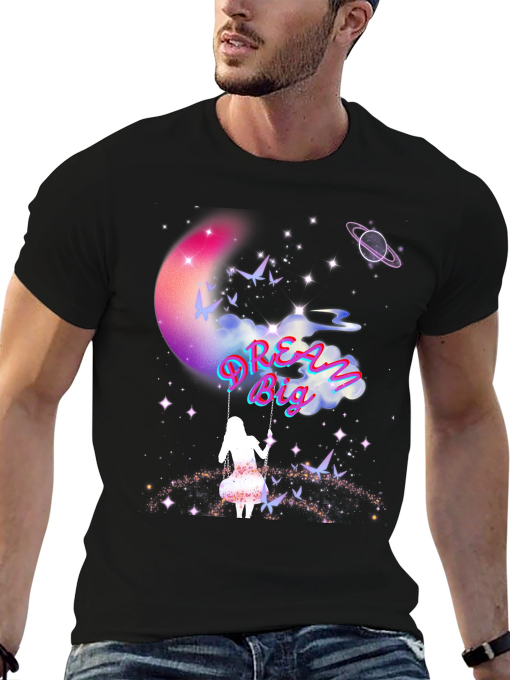Dream Big Graphic Tee - Celestial Swing Design
