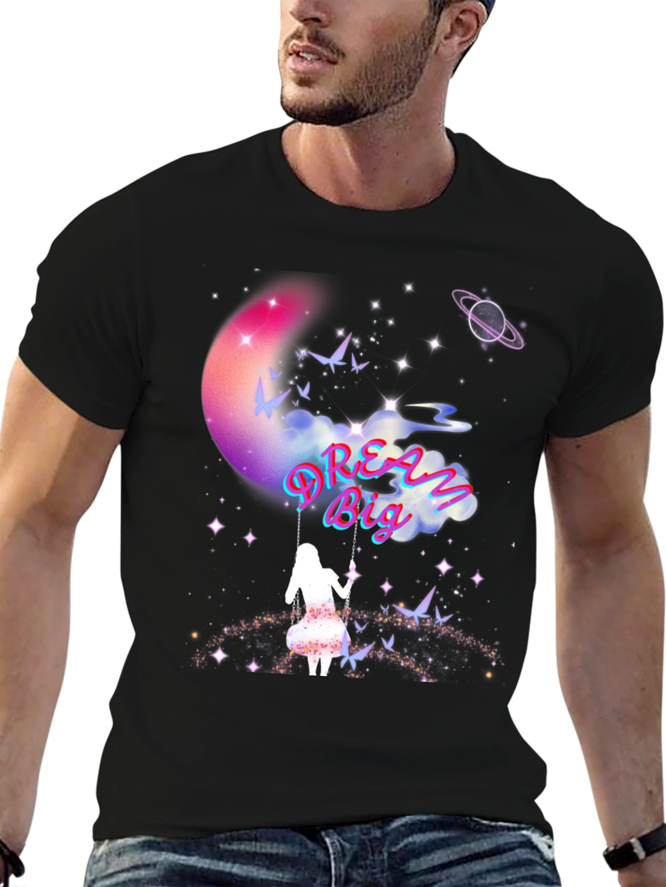 Dream Big Graphic Tee - Celestial Swing Design