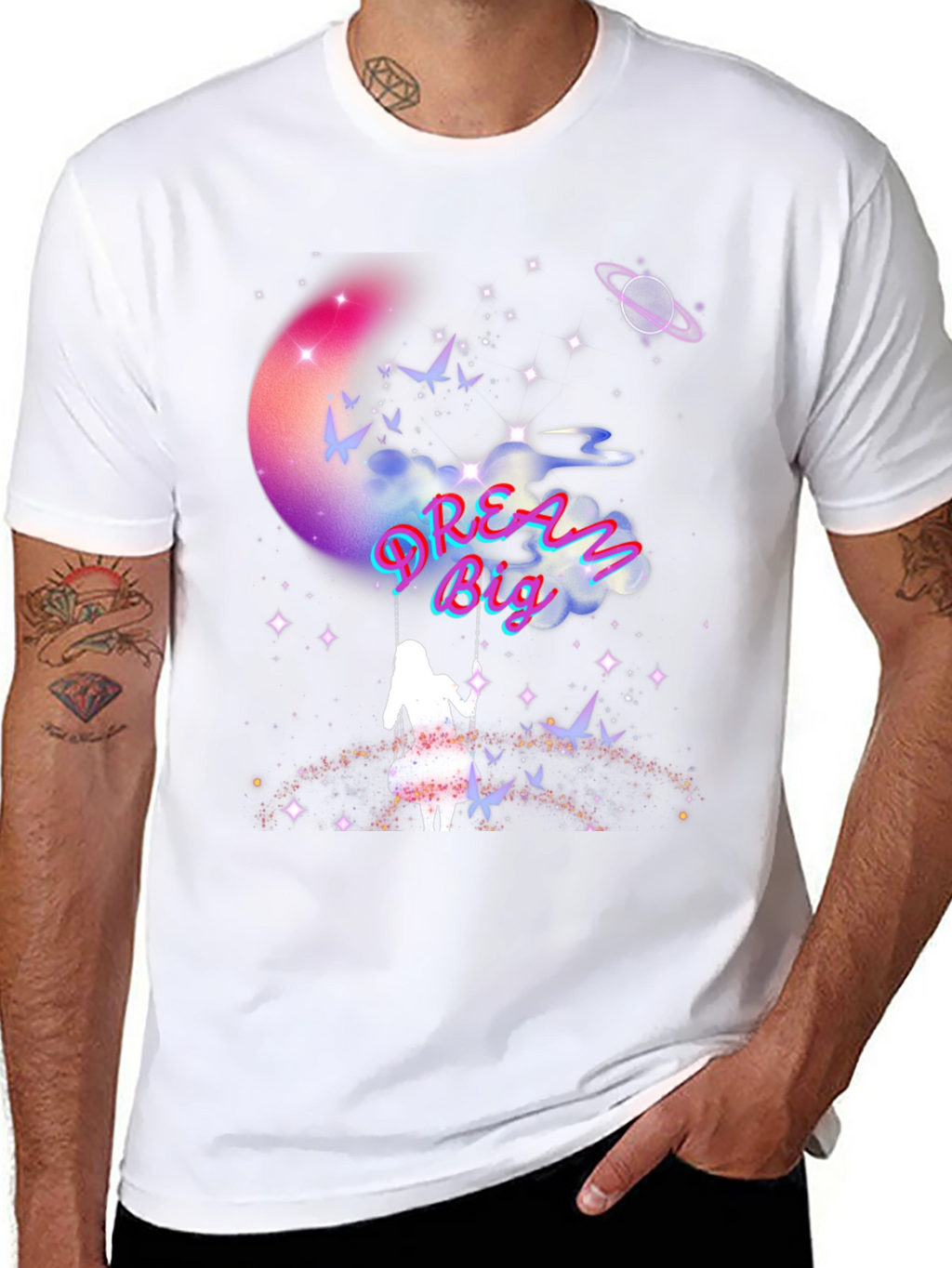 Dream Big Graphic Tee - Celestial Swing Design